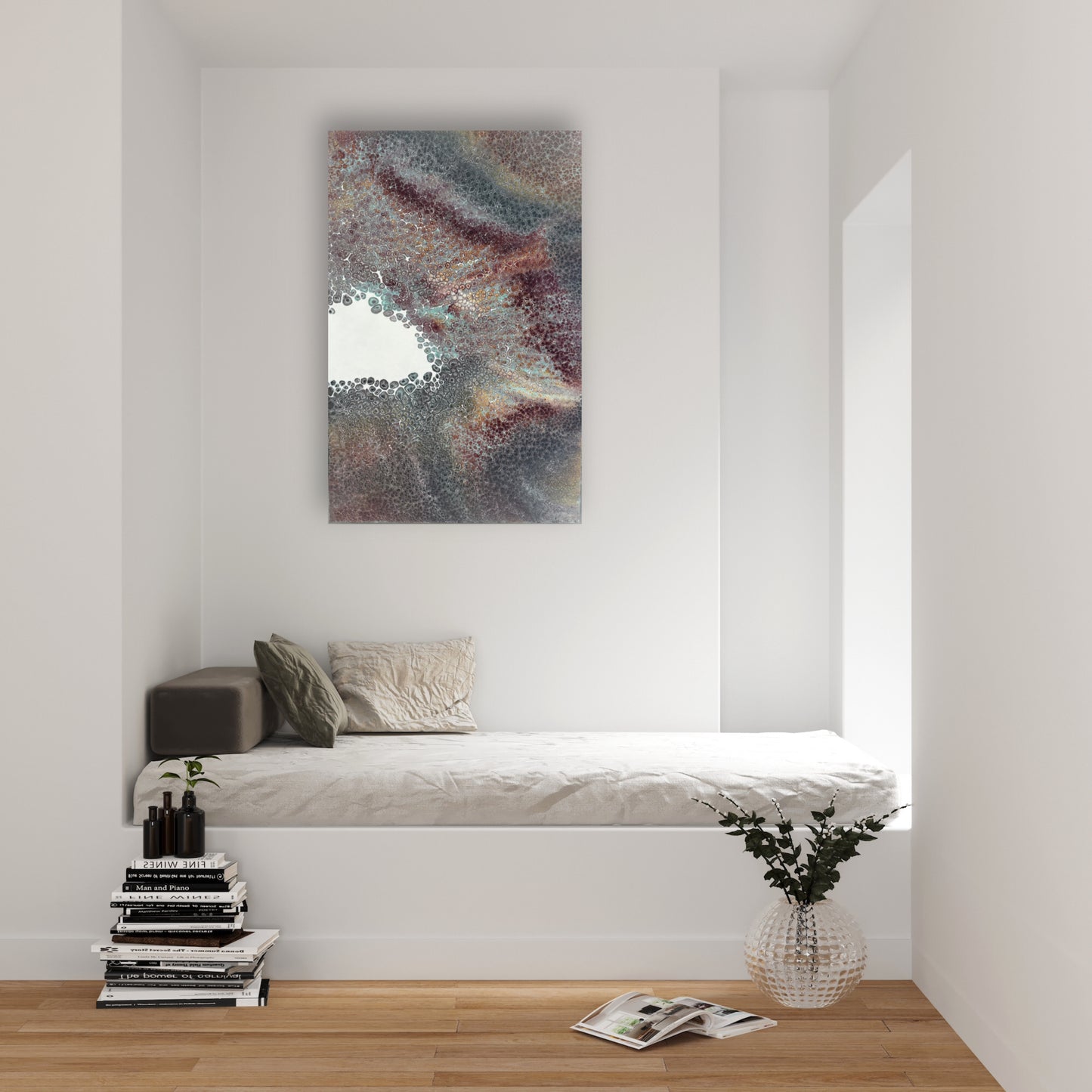 24x36x1.5 Acrylic on Canvas, pick up at store or free delivery in Fort Lauderdale, original painting, handmade by artist (owner). My name is Roger. Text or call at 954-816-0929 with any questions.